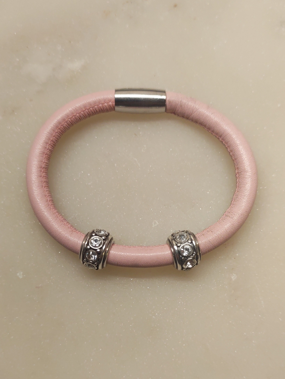 Brighton Woodstock Charm Bracelet Blush Pink With Glam Crystal Spacer Beads - Picture 2 of 9